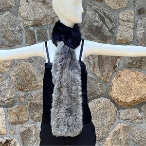 Jocelyn grey ombré fur scarf extra long